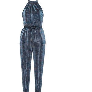 2X 3X Roxy Earle Le Château Metallic Knit Halter Neck Jumpsuit Romper Plus size